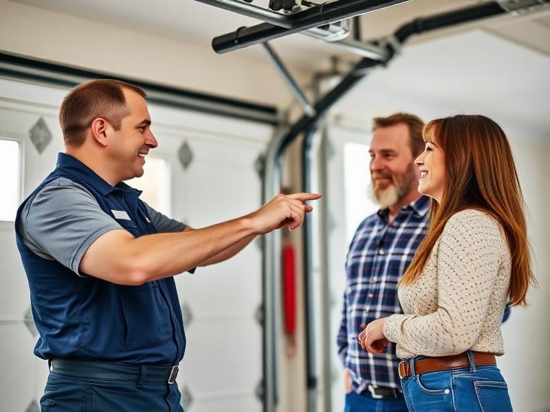 White Salmon Garage Doors technician explaining repair options to homeowner